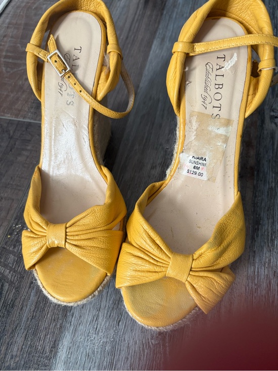Talbots Shoes - Talbots Yellow Bow Espadrille Wedge Sandals